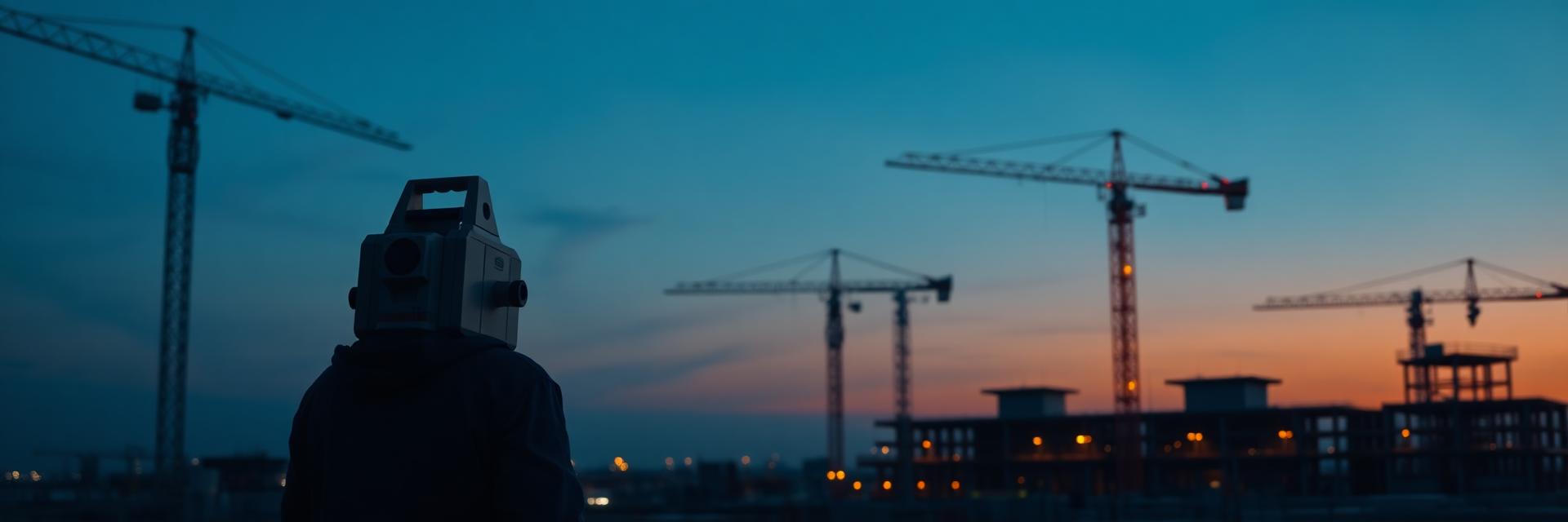 Canteiro de obras da GEOMETRAL ao entardecer
